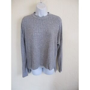 Heart Hips Women Gray Pullover Slouch Ribbed Sweater M
